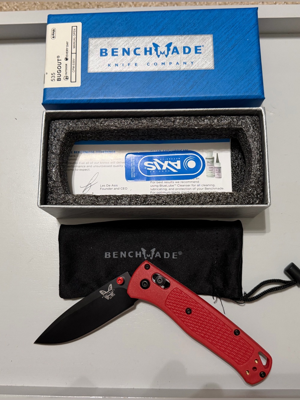 Benchmade Bugout 535 Red with black blade NWT